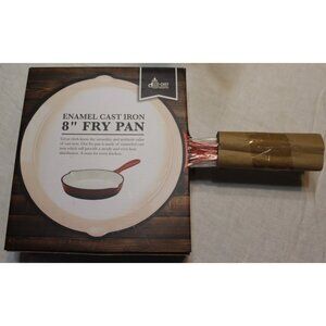 Eco+Chef Brand Enamel Cast Iron 8" Fry Pan Red White New in Box Oven Safe